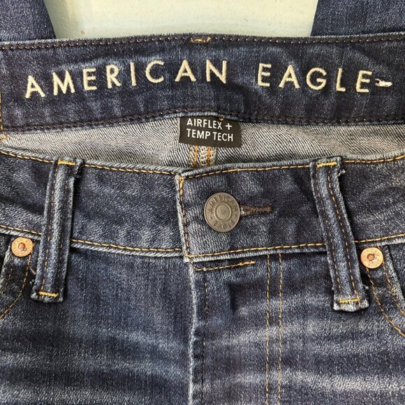 American Eagle Men's Dark Wash Slim Stretch Airflex + Temp Tech Jeans Size 29x30 - Picture 11 of 13